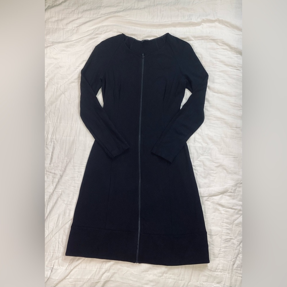 Theory Chayenne Classical Knit Zipper Front Dress Black 10